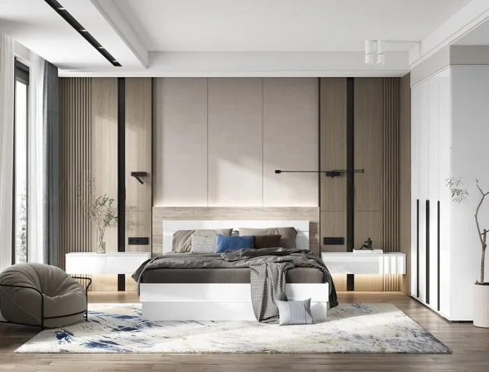 Спальня Норд + Челси, композиция 2, Белый глянец/Белый