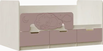 Юниор-4 Кровать 80х160 (Крафт белый, Шарли пинк)