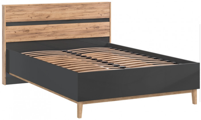 Кровать 1,6м "Кельн" с ортопедическим осн., Крафт золотой/Графит