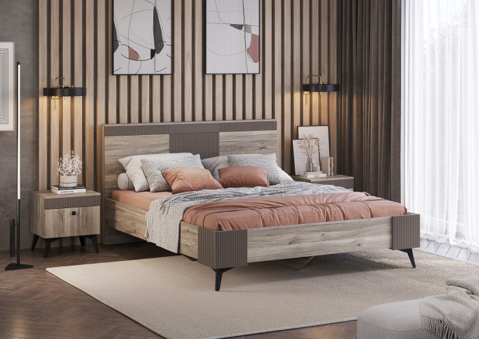 Тумба прикроватная "Кассандра" ТБ-11 Дуб Смоки/MF14 Муссон софт