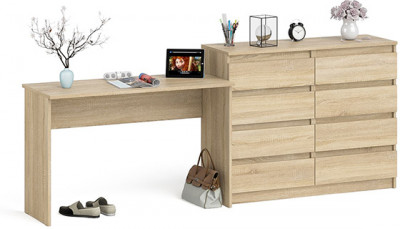Мори Стол письменный МСП1200.1 + Комод МК1200.8, цвет дуб сонома, ШхГхВ 240,8х50х94 см., универсальная сборка