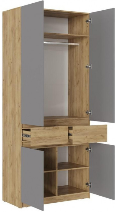 Роджина Шкаф двухстворчатый (Графит, Крафт золотой)