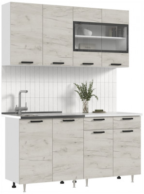 ЛДСП Кухня Рио NEW 1,6м (490), крафт белый/белый/антарес