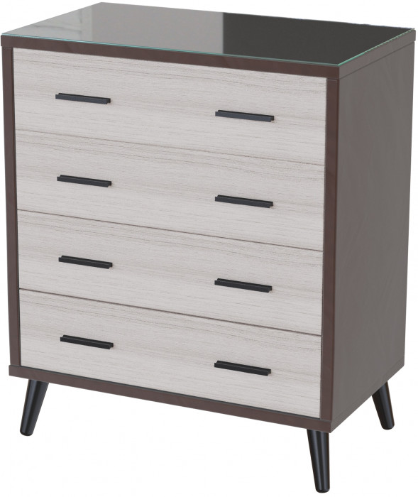 Комод интерьерный Ланс коричневый/мдф сандал белый