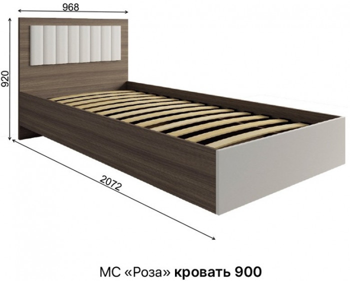 МС Роза Кровать 90, Орех Франклин карамель/Графит скин