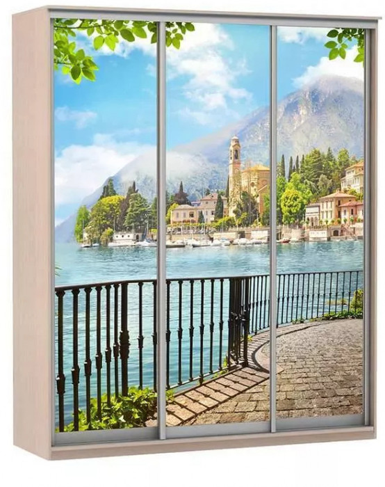 Шкаф купе Модерн 2076х450 3-х дверный 3-х секционный фотопечать №4 ясень