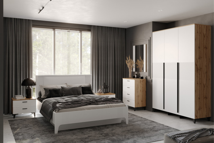 Комод узкий Белла, Дуб Вотан, Тальк