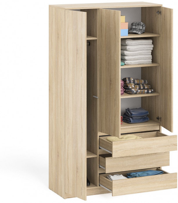 Мори Шкаф МШ1200.1, цвет дуб сонома, ШхГхВ 120,4х50,4х209,6 см., НЕ универсальная сборка