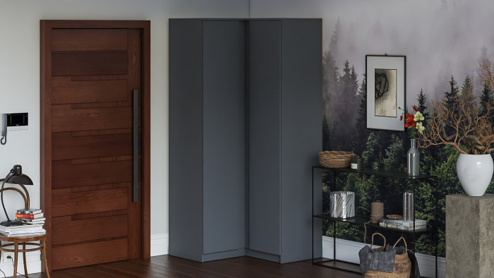 Мори Шкаф угловой МШУ960.1, цвет графит, ШхГхВ 96,4х96,4х209,6 см.