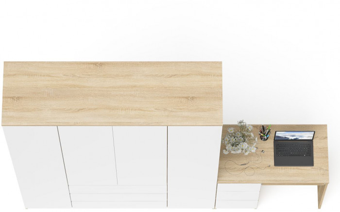 Мори Стол компьютерный МС-6 левый + Шкаф МШ1600.1, цвет дуб сонома/белый, ШхГхВ 250,4х50,4х209,6 см., выдвижные ящики слева, НЕ универсальная сборка