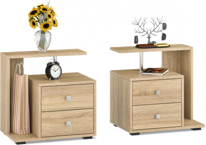 Камелия спальня № 9 Кровать с ящиками 1600 + Две тумбы + Стол космет. + Зеркало + Шкаф 4-х, дуб сонома