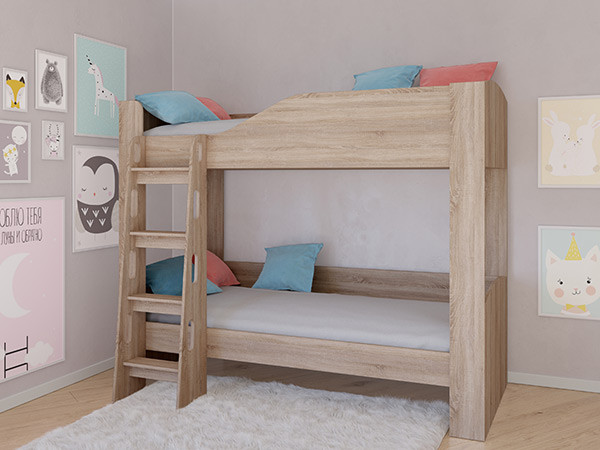 Кровать двухъярусная АСТРА 2 Сонома/Сонома без ящика