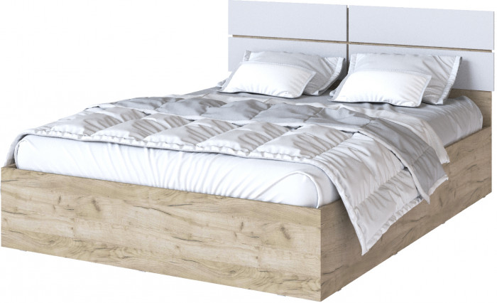 Кровать "Теана" 140х200, с настилом ЛДСП - Крафт серый/мдф светло-серый