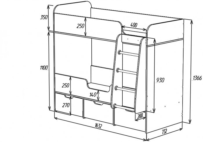 Кровать двухъярусная Малыш Двойняшка (Винтерберг/Винтерберг)