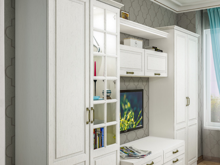 Ливерпуль Шкаф для одежды, цвет ясень ваниль/белый, ШхГхВ 100х41,4х220,3 см., подходит карниз 1000 #1650021