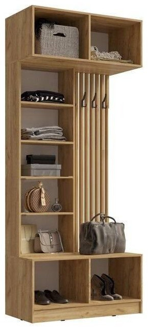 Модульная прихожая Роджинамиф, композиция 3 (Графит, Дуб Крафт Золотой)