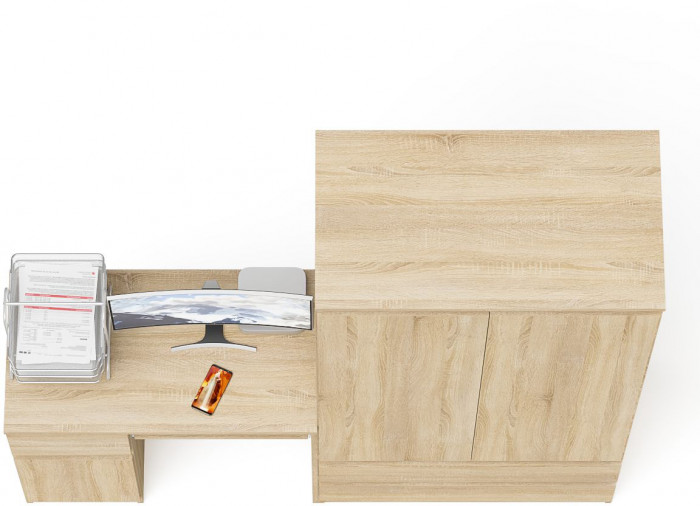 Мори Стол компьютерный МС-1 левый + Шкаф МШ900.1, цвет дуб сонома, ШхГхВ 180,4х50,4х179,6 см., выдвижной ящик слева, НЕ универсальная сборка