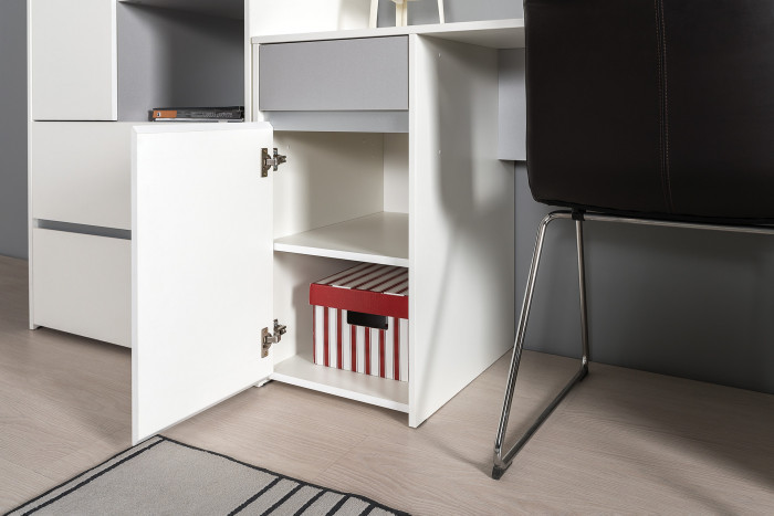 Торонто Компоновка № 27, цвет белый шагрень/стальной серый, сп. м. 800х1900 мм., б/м, основание есть, универсальная сборка