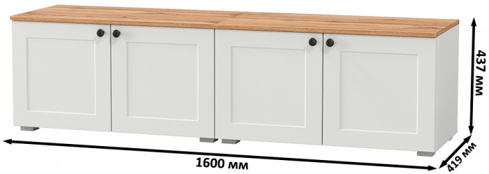 Остин 13.257 Тумба + 13.257 Тумба, цвет белый шагрень/дуб крафт золотой, ШхГхВ 160х41,9х43,7 см.