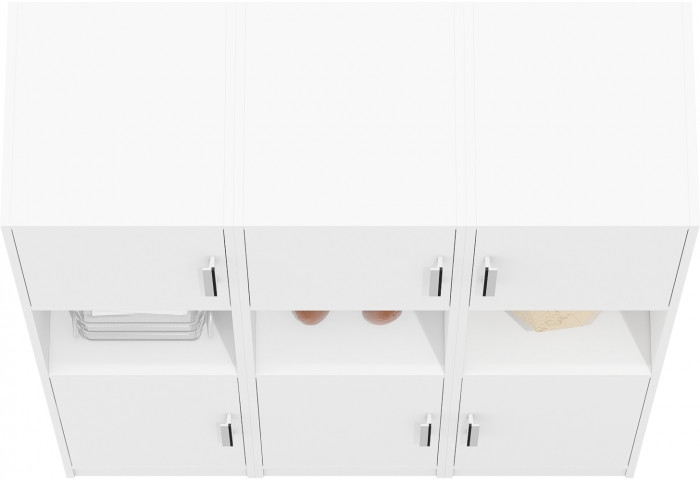 Три Пенала С-МД-СК9П к компьютерному столу С-МД-СК9, цвет белый шагрень, ШхГхВ 129х45х160 см., универсальная сборка