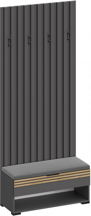 Модульная Прихожая Нао, набор №5, Графит/Графит, Дуб вотан, Simple 27