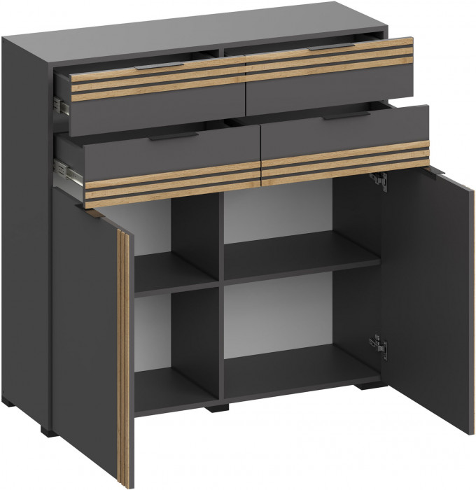 Модульная Прихожая Нао, набор №5, Графит/Графит, Дуб вотан, Simple 27