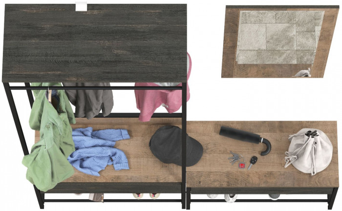 Трувор Прихожая 214, цвет дуб гранж песочный/интра, ШхГхВ 160х36,6х194,2 см., универсальная сборка