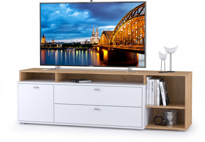 Бэль 10.92 Тумба, цвет дуб крафт золотой/белый премиум, ШхГхВ 171х43х52,8 см., НЕ универсальная сборка