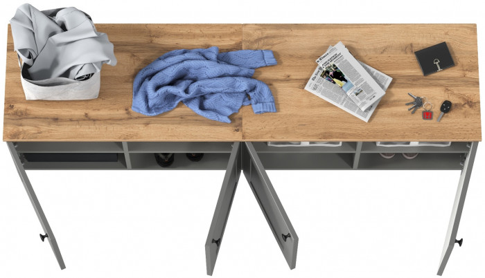 Остин 13.257 Тумба + 13.257 Тумба, цвет серый графит/дуб крафт золотой, ШхГхВ 160х41,9х43,7 см.