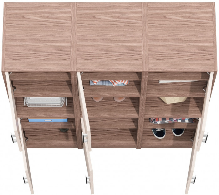 Три Пенала С-МД-СК9П к компьютерному столу С-МД-СК9, цвет ясень шимо светлый/ясень шимо тёмный, ШхГхВ 129х45х160 см., универсальная сборка