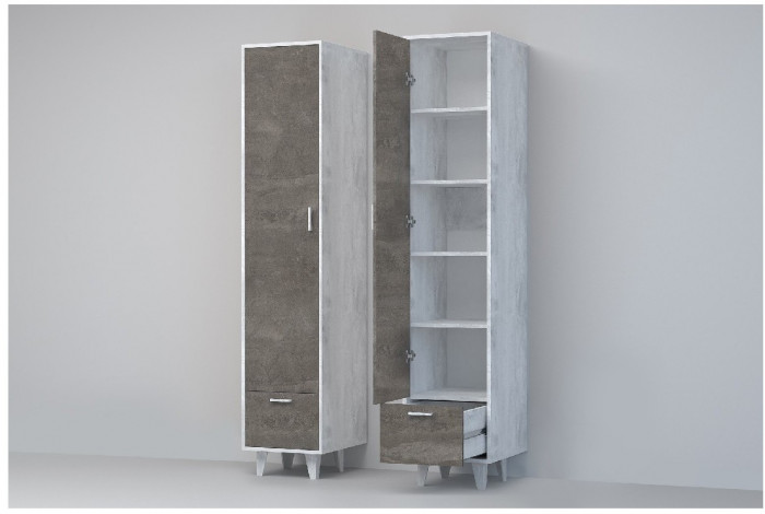 Эго Пенал П-1 НГ (Глянец Белый/Бетон Светлый)