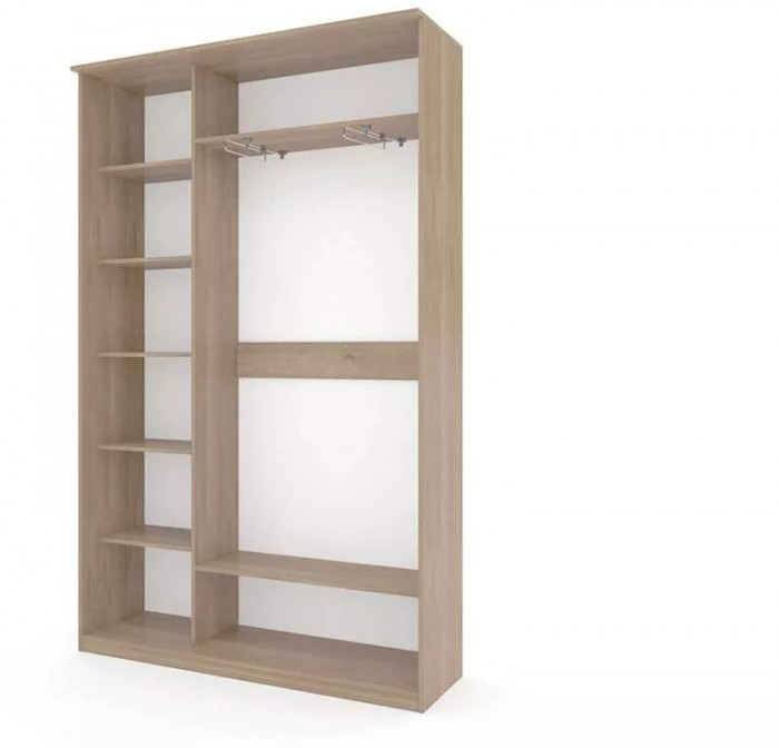 Шкаф купе Модерн 1490х450 2-х дверный 2-х секционный зеркальный с пескоструем №4 ясень