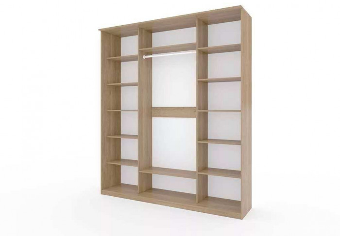 Шкаф купе Модерн 2076х600 3-х дверный 3-х секционный зеркальный с пескоструем №1 ясень