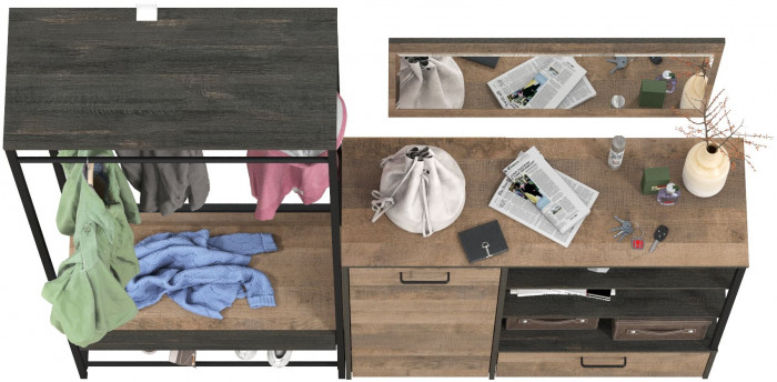 Трувор Прихожая 218, цвет дуб гранж песочный/интра, ШхГхВ 189х36,9х194,2 см., универсальная сборка