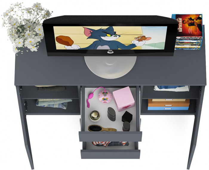 Мори Комод МК1200.3, цвет графит, ШхГхВ 120,4х41х73 см.