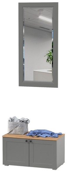 Остин 13.257 Тумба + 17.03 Зеркало, цвет серый графит/дуб крафт золотой, ШхГхВ 80х41,9х210 см.