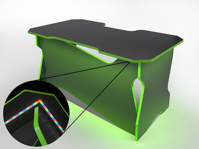 Игровой компьютерный стол RVG с подсветкой Черный/Салатовый 100