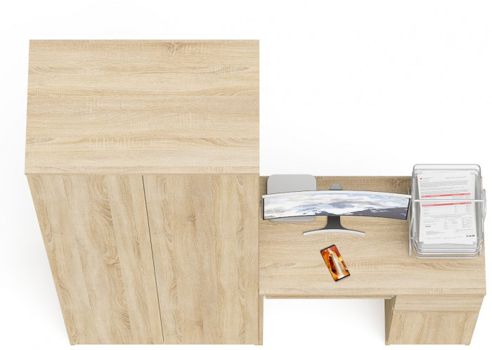 Мори Стол компьютерный МС-1 правый + Шкаф МШ800.1, цвет дуб сонома, ШхГхВ 170,4х50,4х209,6 см., выдвижной ящик справа, НЕ универсальная сборка