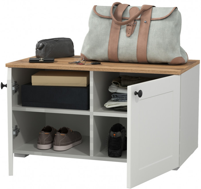 Остин 13.257 Тумба, цвет белый шагрень/дуб крафт золотой, ШхГхВ 80х41,9х43,7 см.