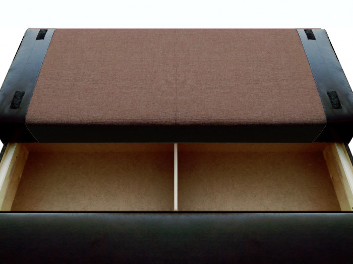 Диван-еврокнижка Амстердам Мини Люкс, 150х195 пружинный блок, рогожка/экокожа, черно-коричневый