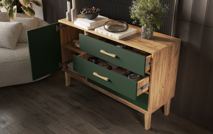 Модульная спальня "Кельн", Крафт золотой/Изумрудный