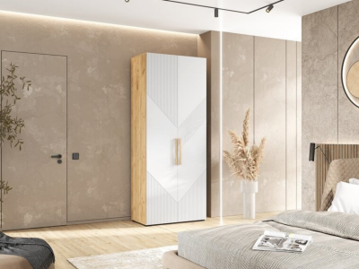 Ирис Шкаф 2-х ств. 900 браш вайт/дуб крафт