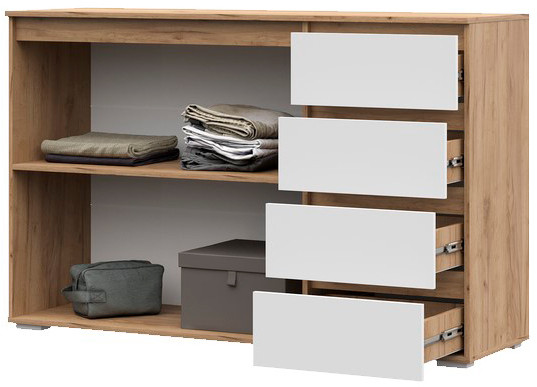 Хелен КМ 06 Комод 4 ящика (1502х958х460) белый/дуб крафт золото