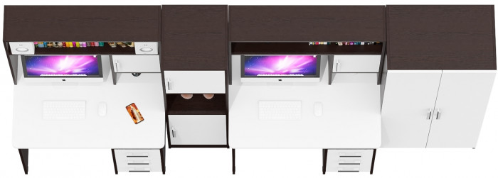 С-МД-СК9 Компоновка № 07, цвет венге/белый шагрень, ШхГхВ 317х70х160 см., НЕ универсальная сборка