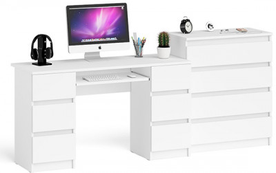Мори Стол компьютерный МС-2 + Комод МК800.4, цвет белый, ШхГхВ 215,8х50х94 см., универсальная сборка