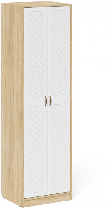 Прихожая П-6 Компоновка № 11, цвет дуб сонома/фасады МДФ белое дерево фрезеровка ромб, ШхГхВ 120х50х210 см., универсальная сборка