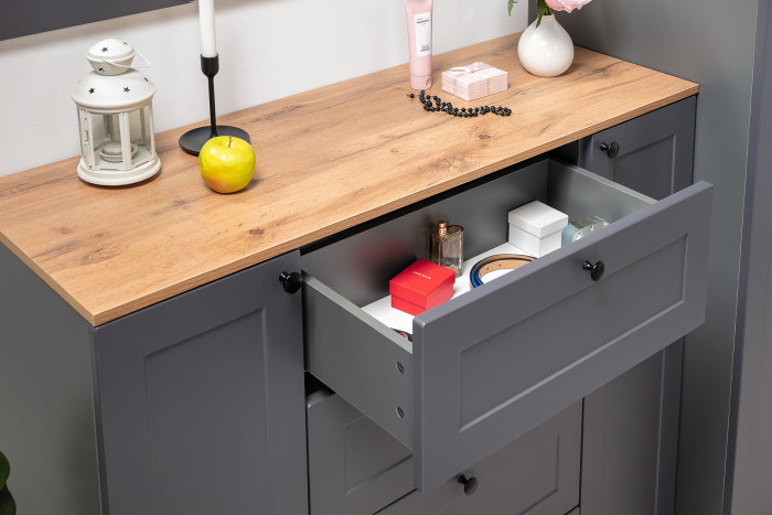 Остин Прихожая 15, цвет серый графит/дуб крафт золотой, ШхГхВ 200х54,3х229,6 см., универсальная сборка