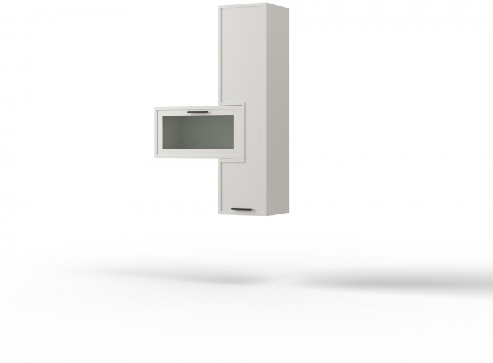 Шкаф навесной двухдверный (правое исп.) "Берг" - Белый текстурный/Ясень белый