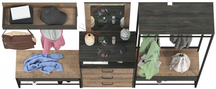 Трувор Прихожая 228, цвет дуб гранж песочный/интра, ШхГхВ 226х37х194,2 см., универсальная сборка