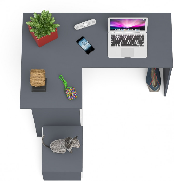 Мори Стол компьютерный МС-16 левый + Тумба ТМП400.1, цвет графит/белый, ШхГхВ 164,8х84,9х76,6 см., выдвижные ящики слева, НЕ универсальная сборка